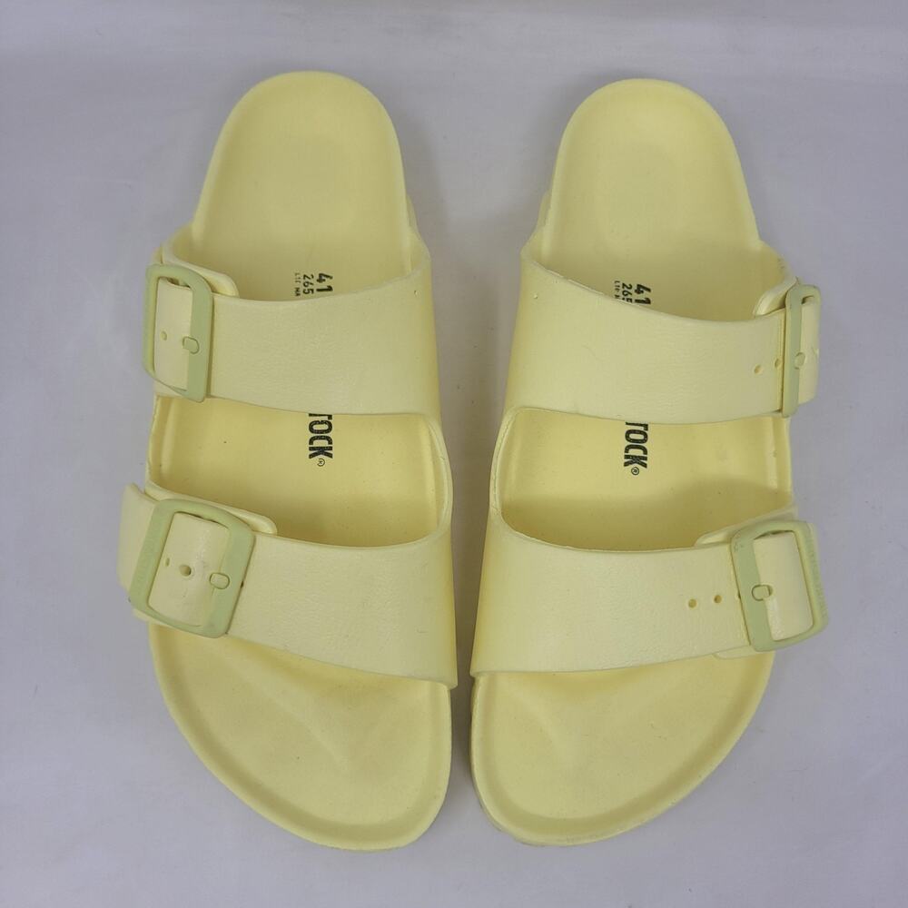 Birkenstock Arizona Sandals Womens EU41 US10.5 Yellow Rubber EVA Slides Slip On - Picture 8 of 13